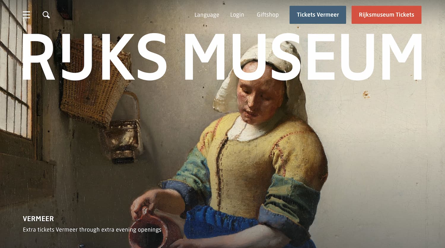 homepage for the museum website rijksmuseum amsterdam